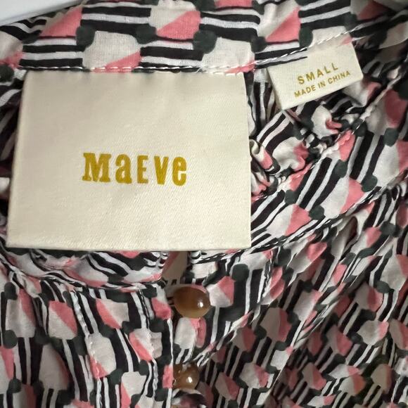 Anthropologie Women's Blouse Top Shirt Maeve Prema Flora Small Button High Neck - Picture 4 of 6